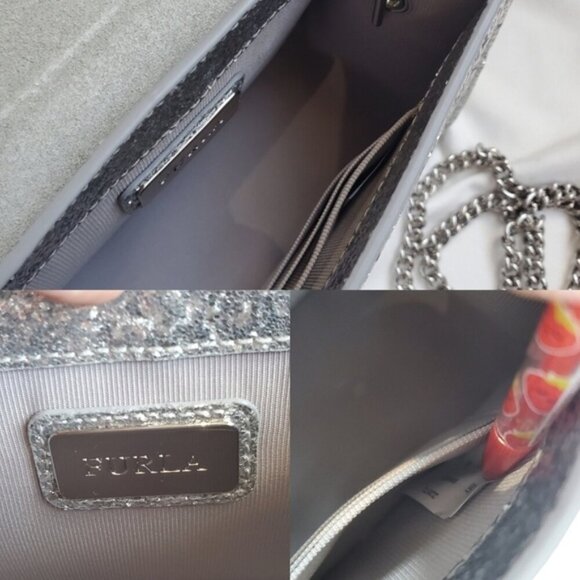 Furla Metropolis Mini Crossbody Bag Silver Glitter - Picture 11 of 11